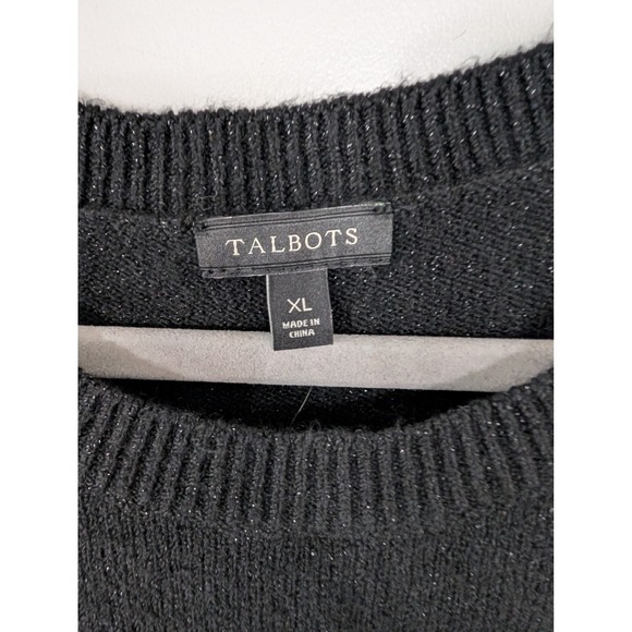 Talbots Tweed Side Tie Sweater Dress women's‎ XL black gold shimmer midi NWTs - Picture 3 of 7